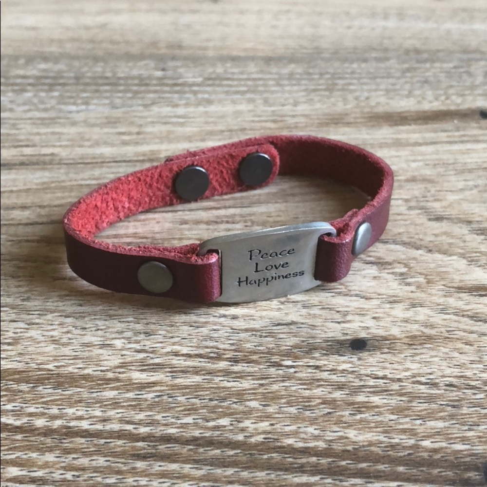 Red Peace Love Happiness Bracelet